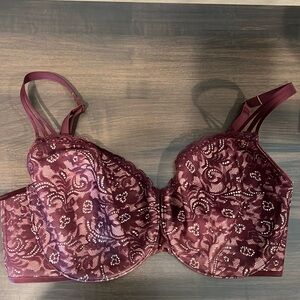 Soma Enticing Lift Lace Balconet Bra Maroon Size 34G